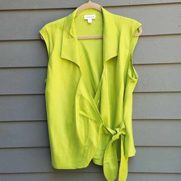 Coldwater Creek 100% Silk Green Wrap Blouse size XL - Picture 1 of 8